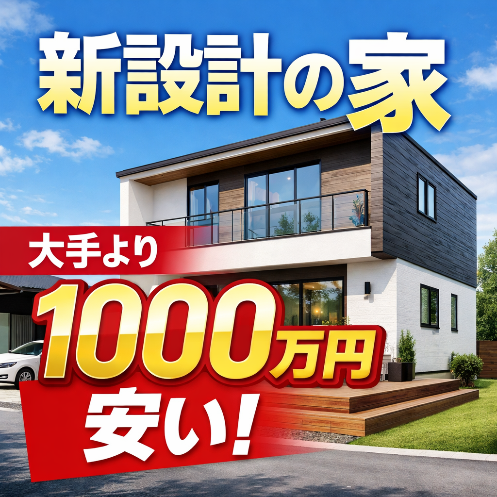大手と同じ品質、デザインの家を1000万円安く建てる相談はこちらまで