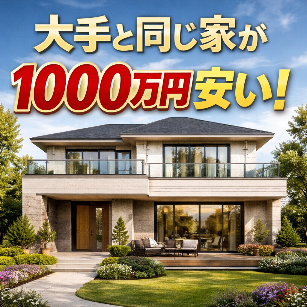 大手ハウスメーカーと同じ品質、デザイン、素材の家が1000万円安い