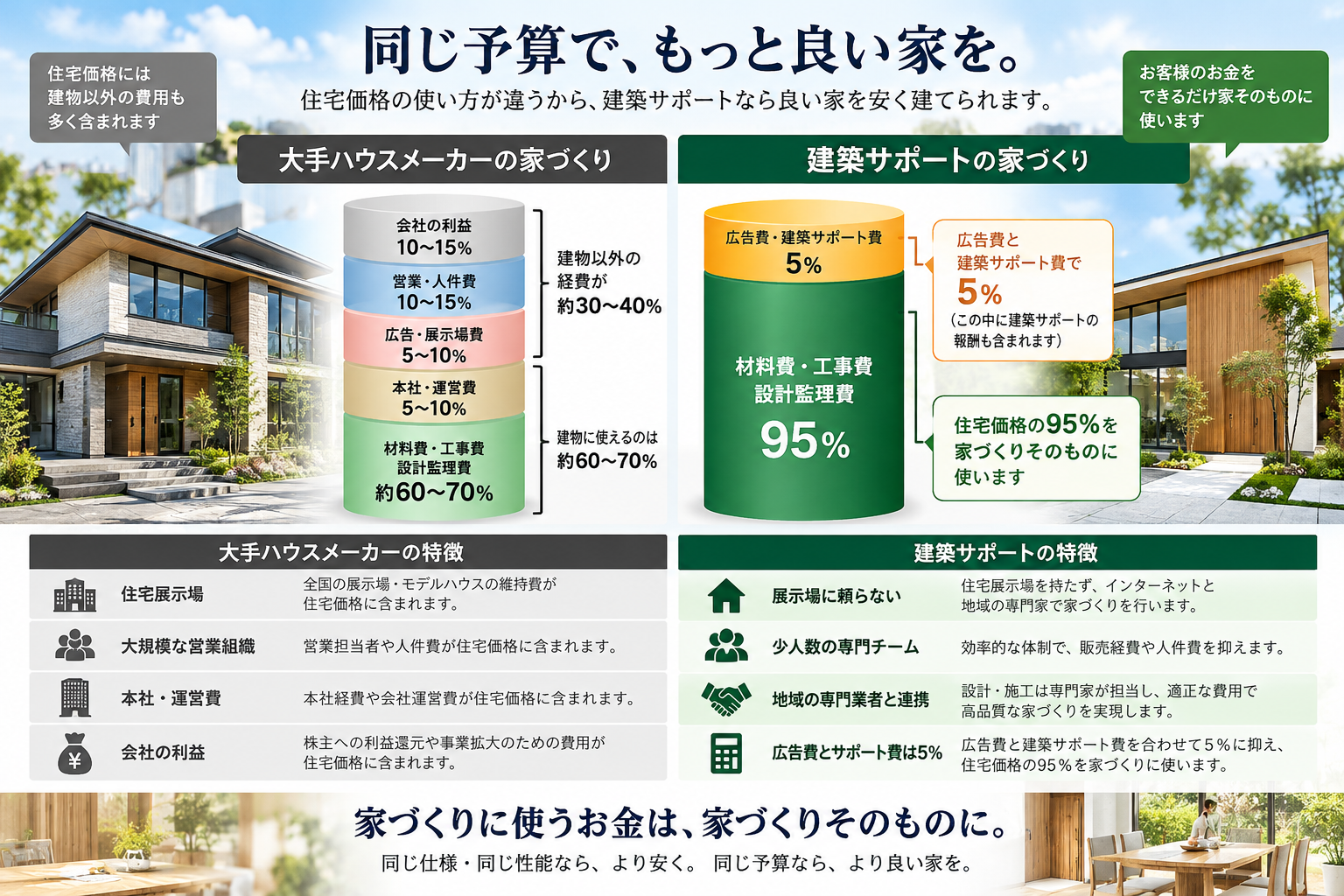 「原価95％の家づくり」とは？品質・価格・安心を大切にする新しい注文住宅